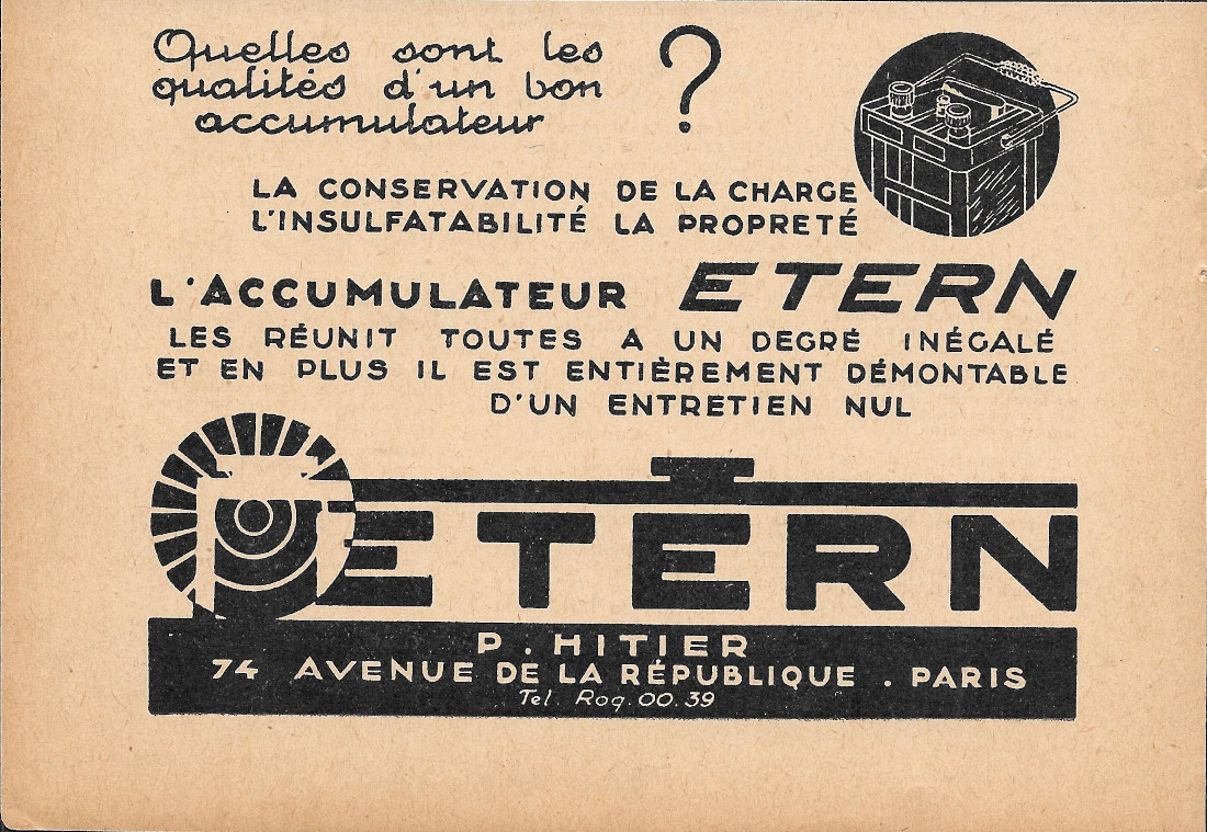 Accumulateur Etern - Advertising 1932