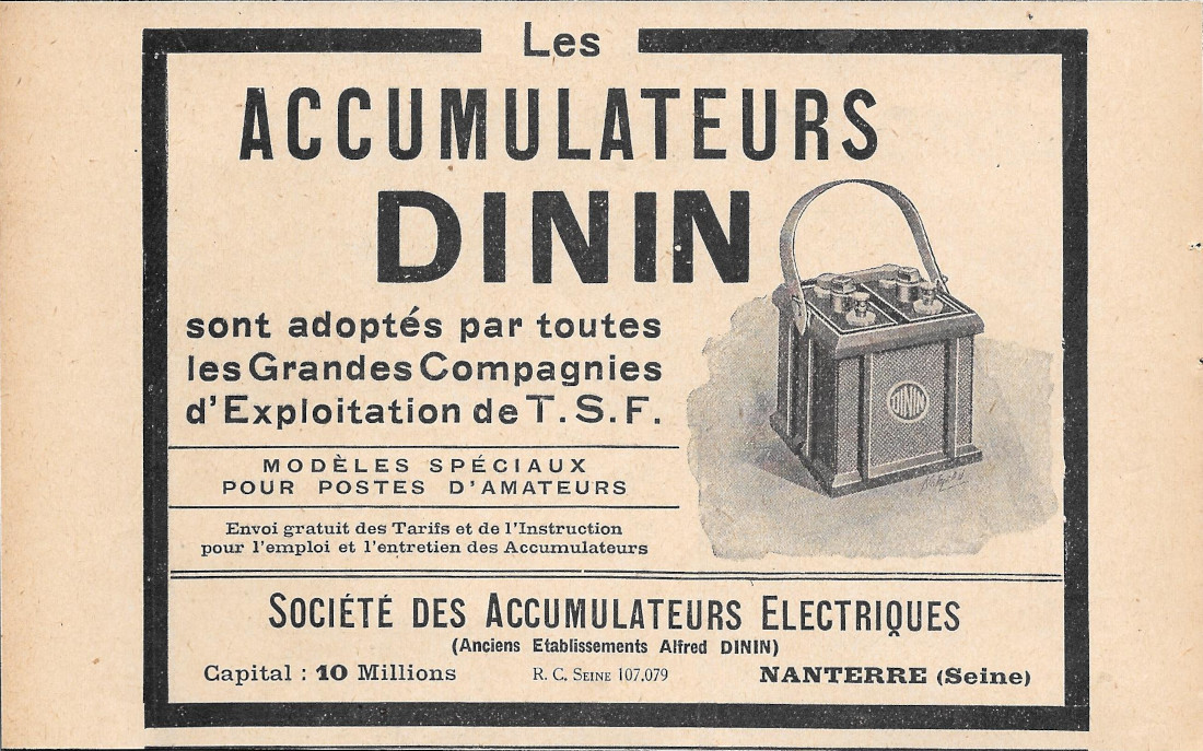 Accumulateurs Dinin - Advertising 1928