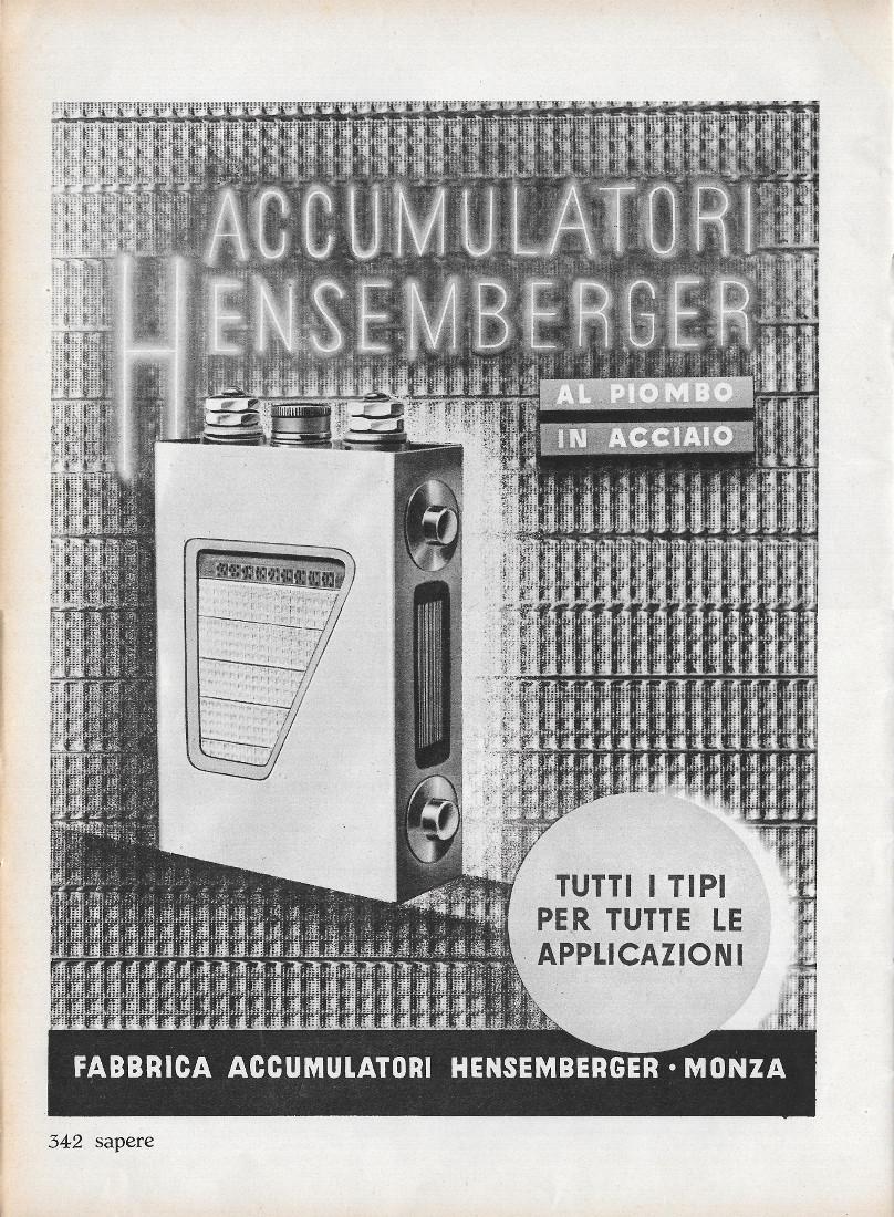 Accumulatori Hensemberger. Advertising 1939