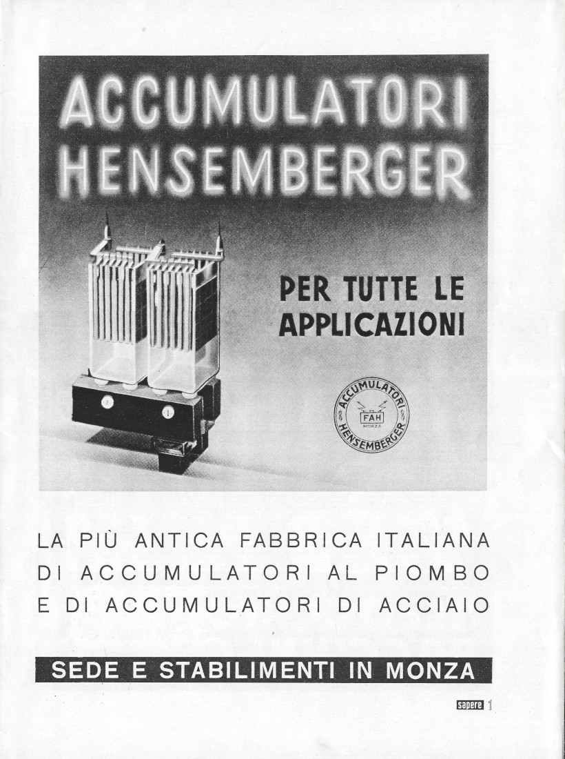 Accumulatori Hensemberger / Allocchio Bacchini &amp; C - Advertising 1935
