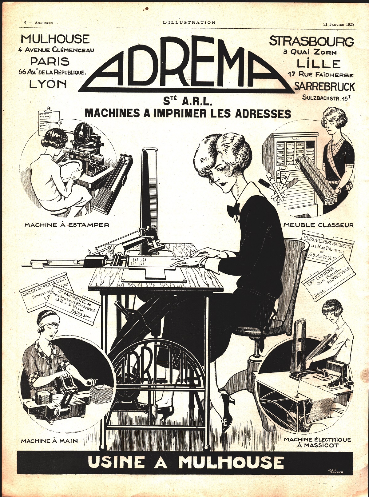 Adrema machines a imprimer les adresses. Advertising 1925
