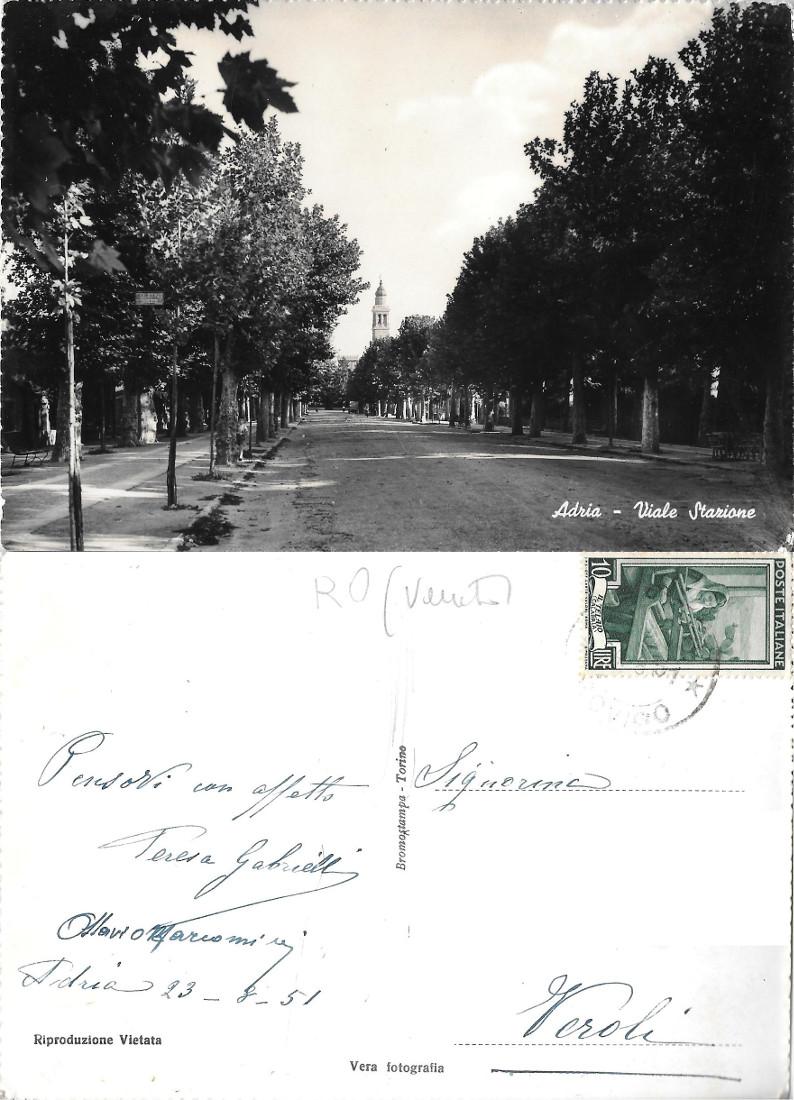 Adria, Viale Stazione. Viaggiata 1951