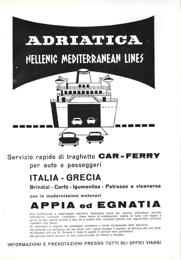 Adriatica - Hellenic Mediterranean Lines. Advertising 1963