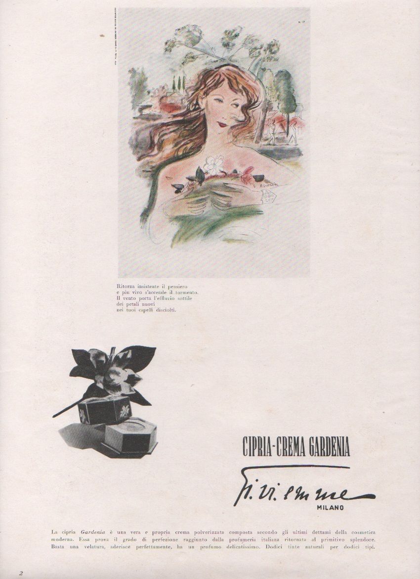 Advertising - Cipria Crema Gardenia. Rivista 1944