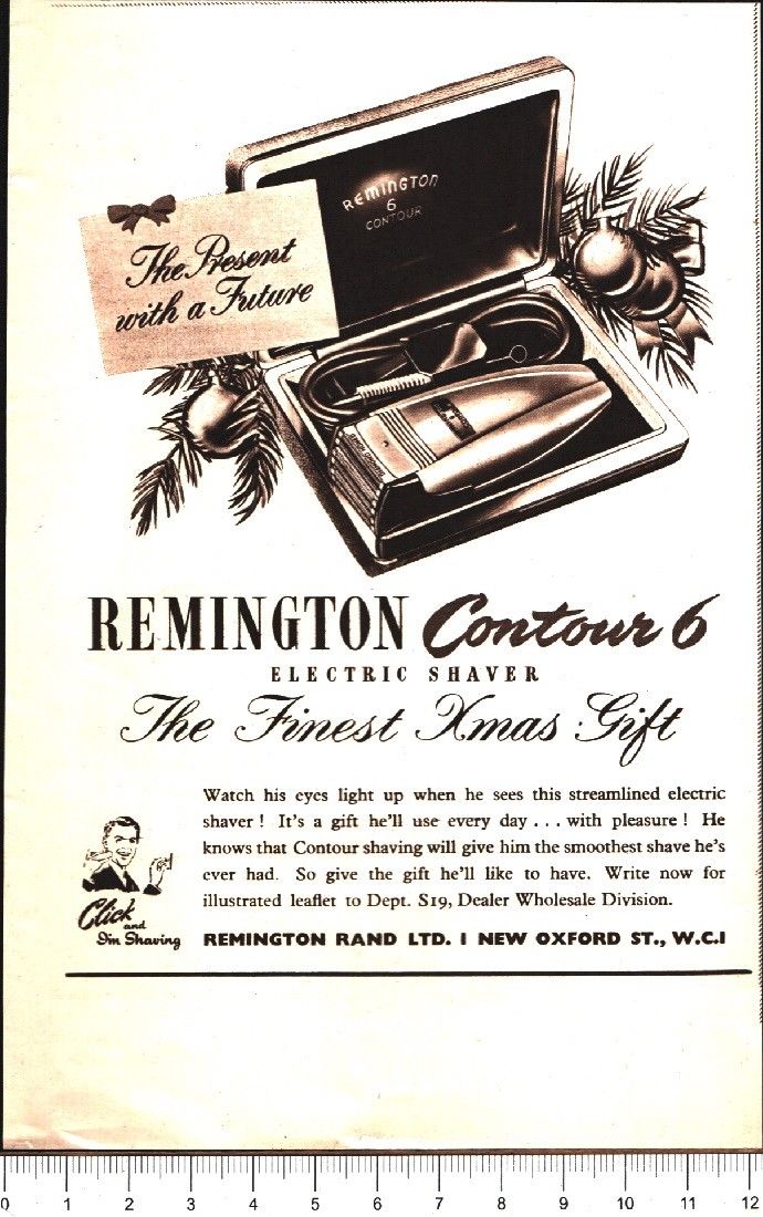 Advertising - Contour 6. Rasoio elettrico Remington - 1951