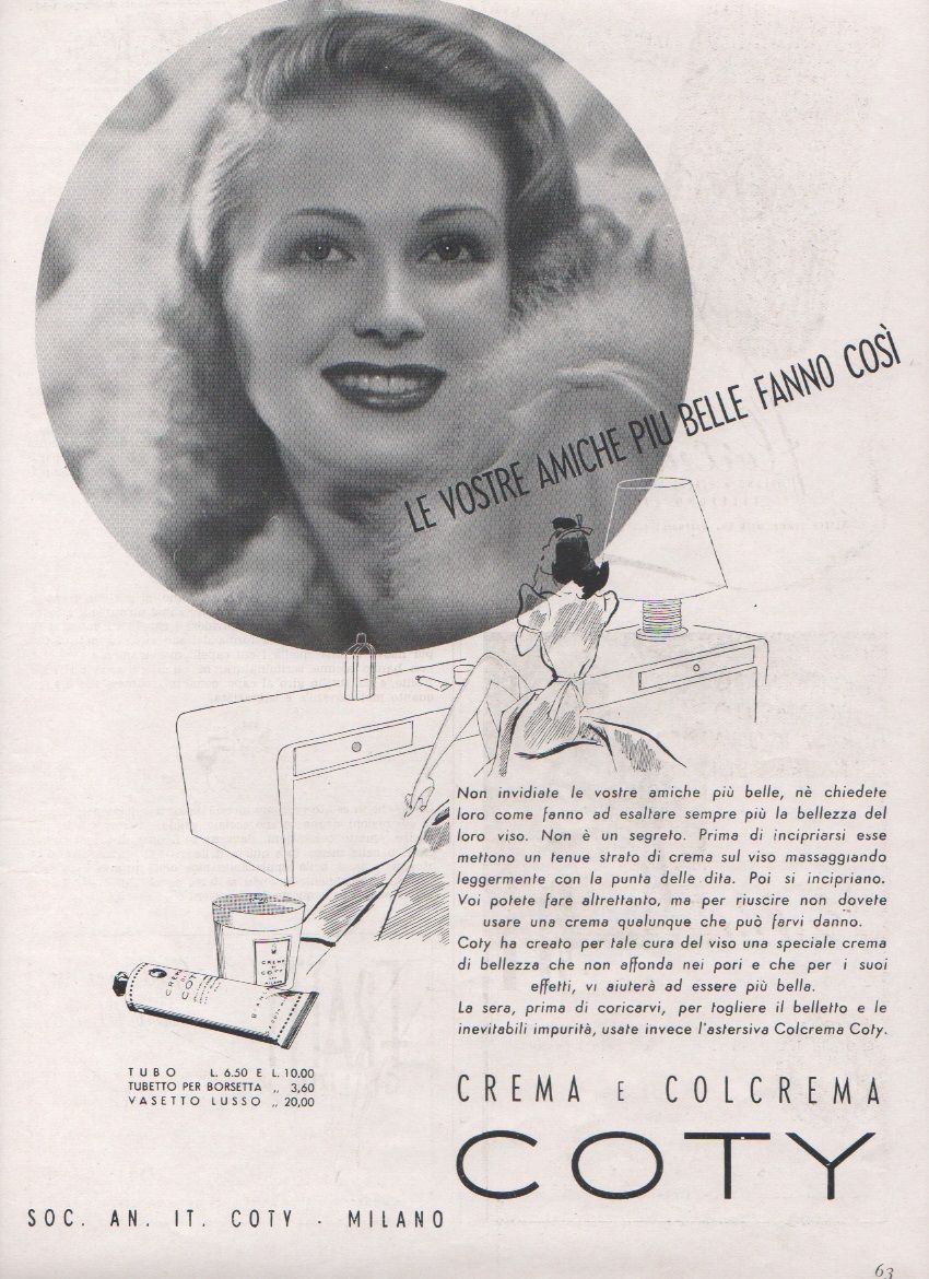 Advertising - Crema Coty - Pubblicità 1944