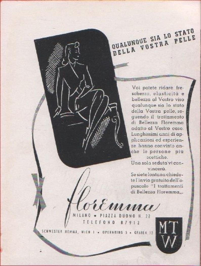 Advertising - Crema Floremma. Rivista 1944