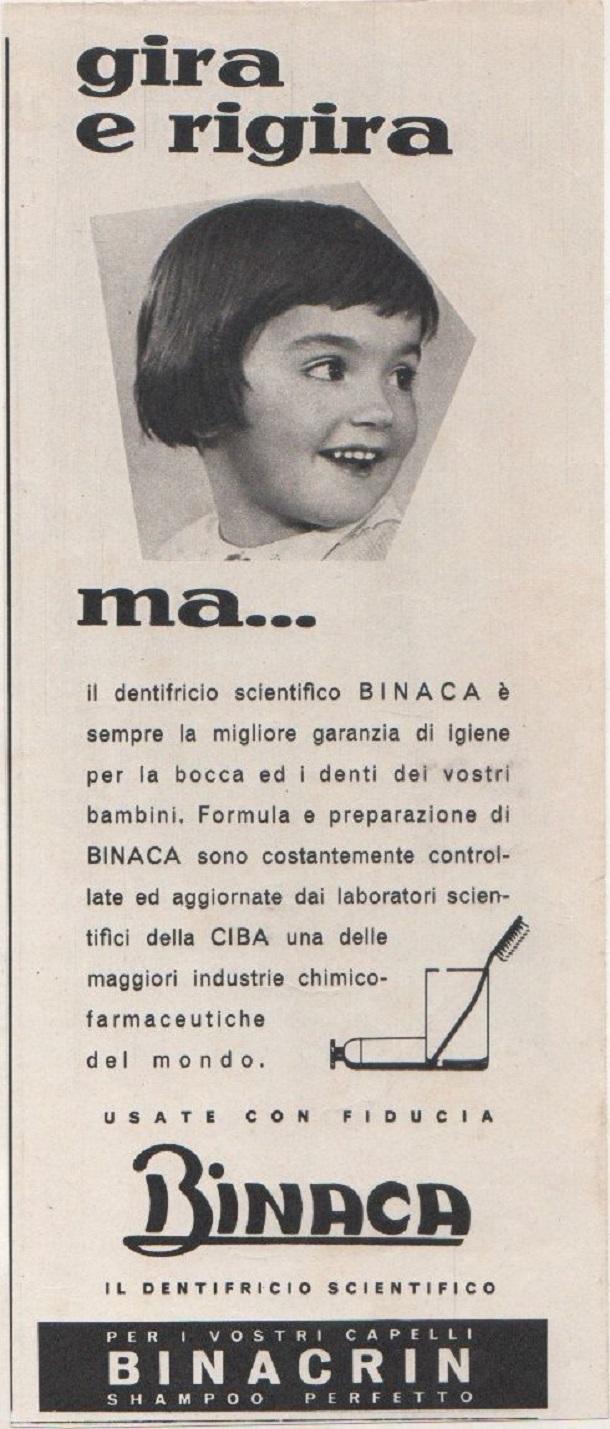 Advertising - Dentifricio Binaca (CIBA) - Pubblicità 1957