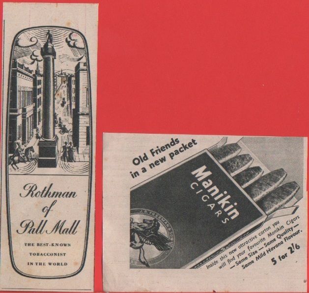 Advertising - Due pubblicità tabacco . Rivista 1947