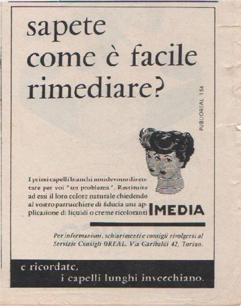 Advertising - Imedia tintura per capelli - Pubblicità 1957