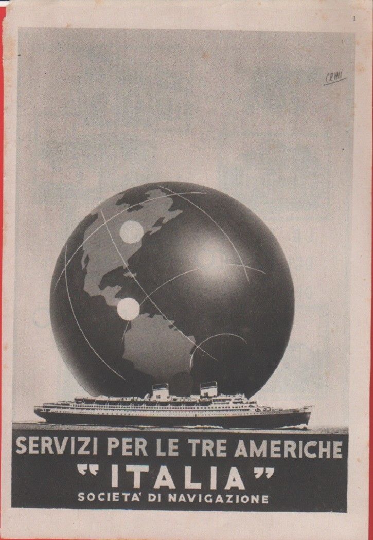 Advertising - Italia. Società di navigazione - Pubblicità 1938