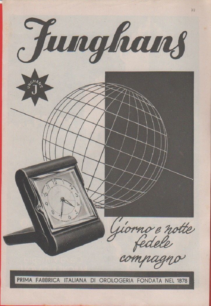 Advertising - Junghans orologi - Pubblicità 1938