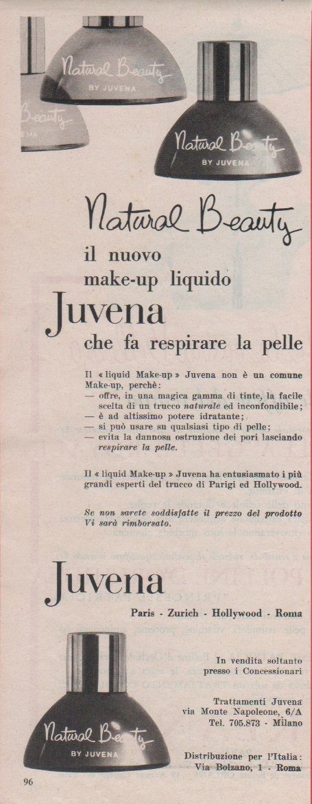 Advertising - Juvena make-up - Pubblicità 1957