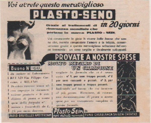 Advertising - Plasto-seno - Pubblicità 1953