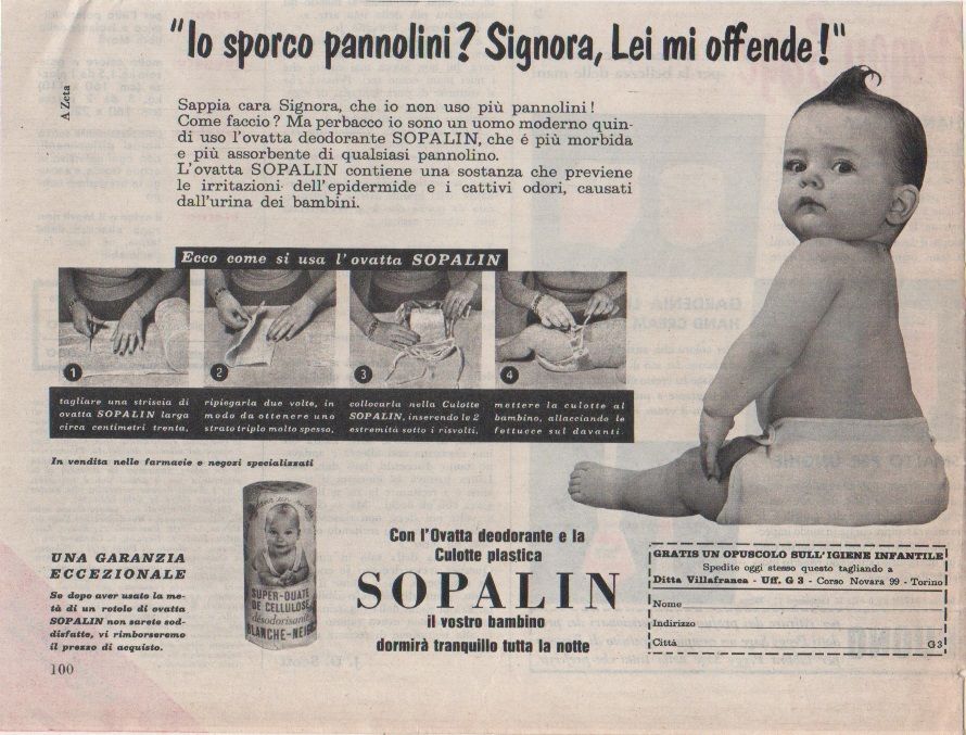 Advertising - Sopalin pannolini - Pubblicità 1957