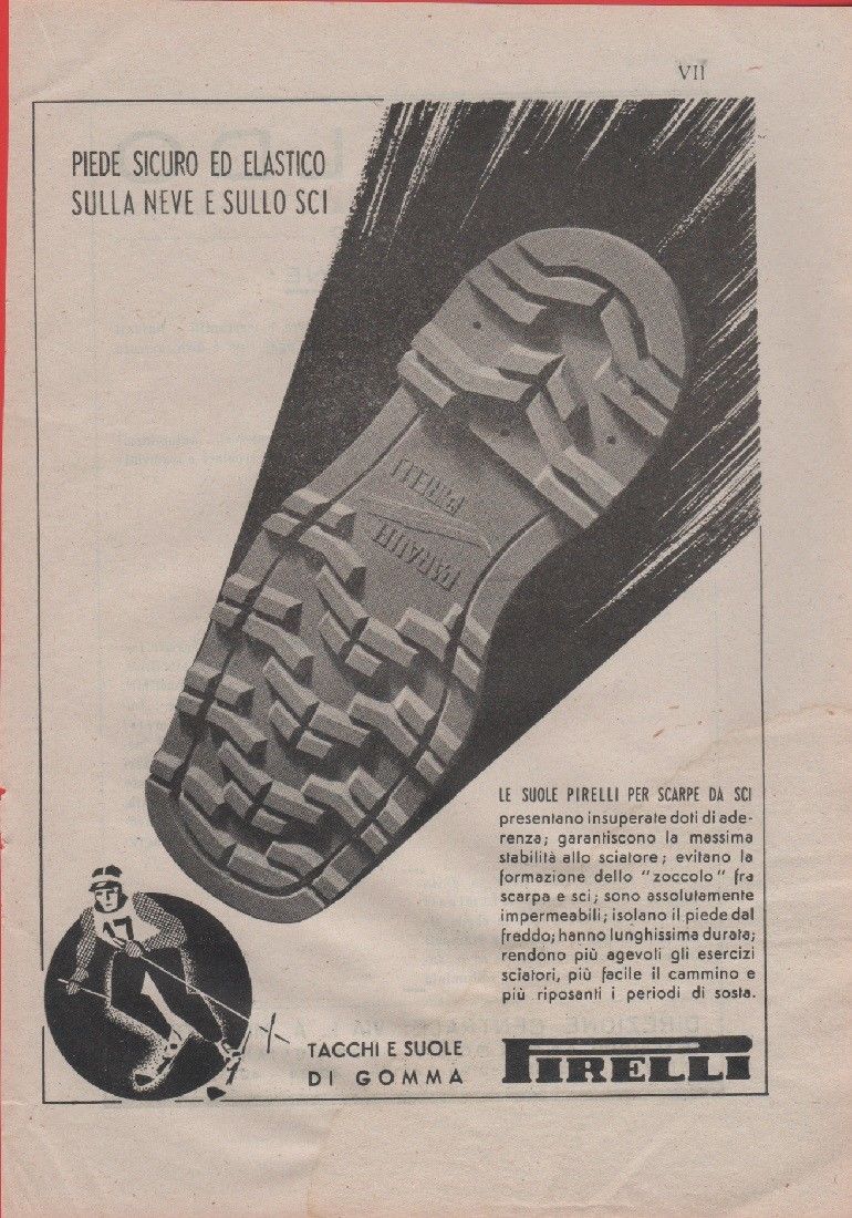 Advertising - Suole in gomma per scarpe da sci. Pirelli …