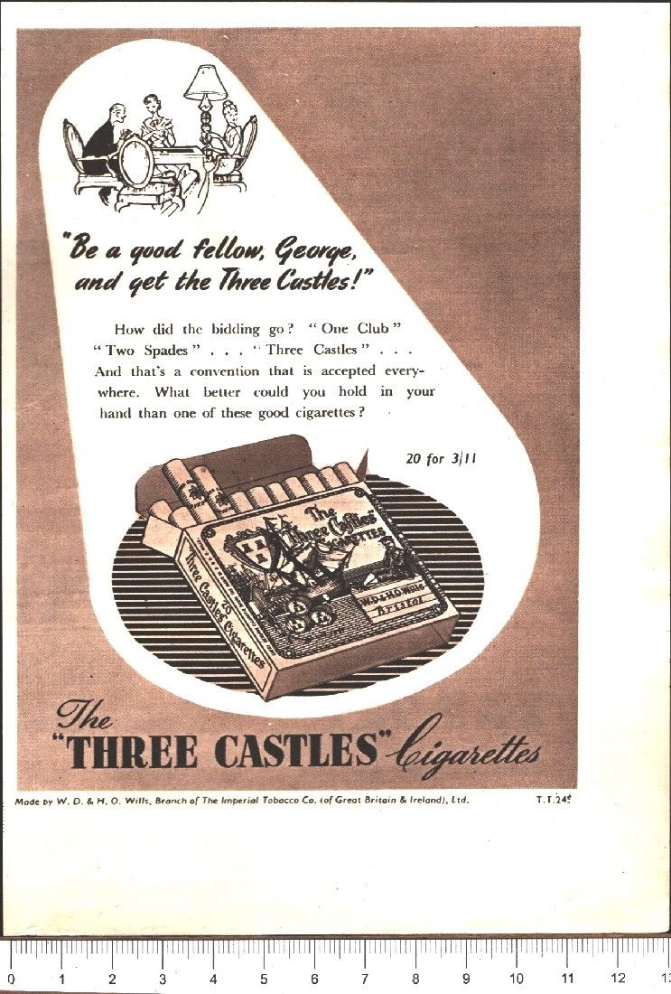 Advertising - Three Castles Cigarettes - 1951