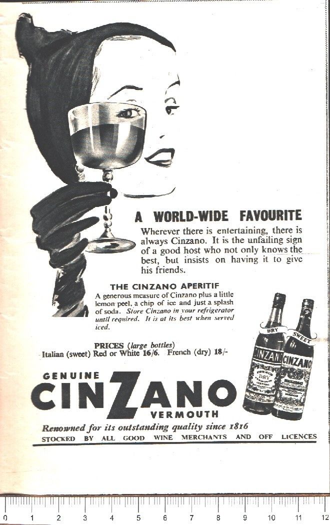 Advertising - Vermouth Cinzano - Pubblicità 1951