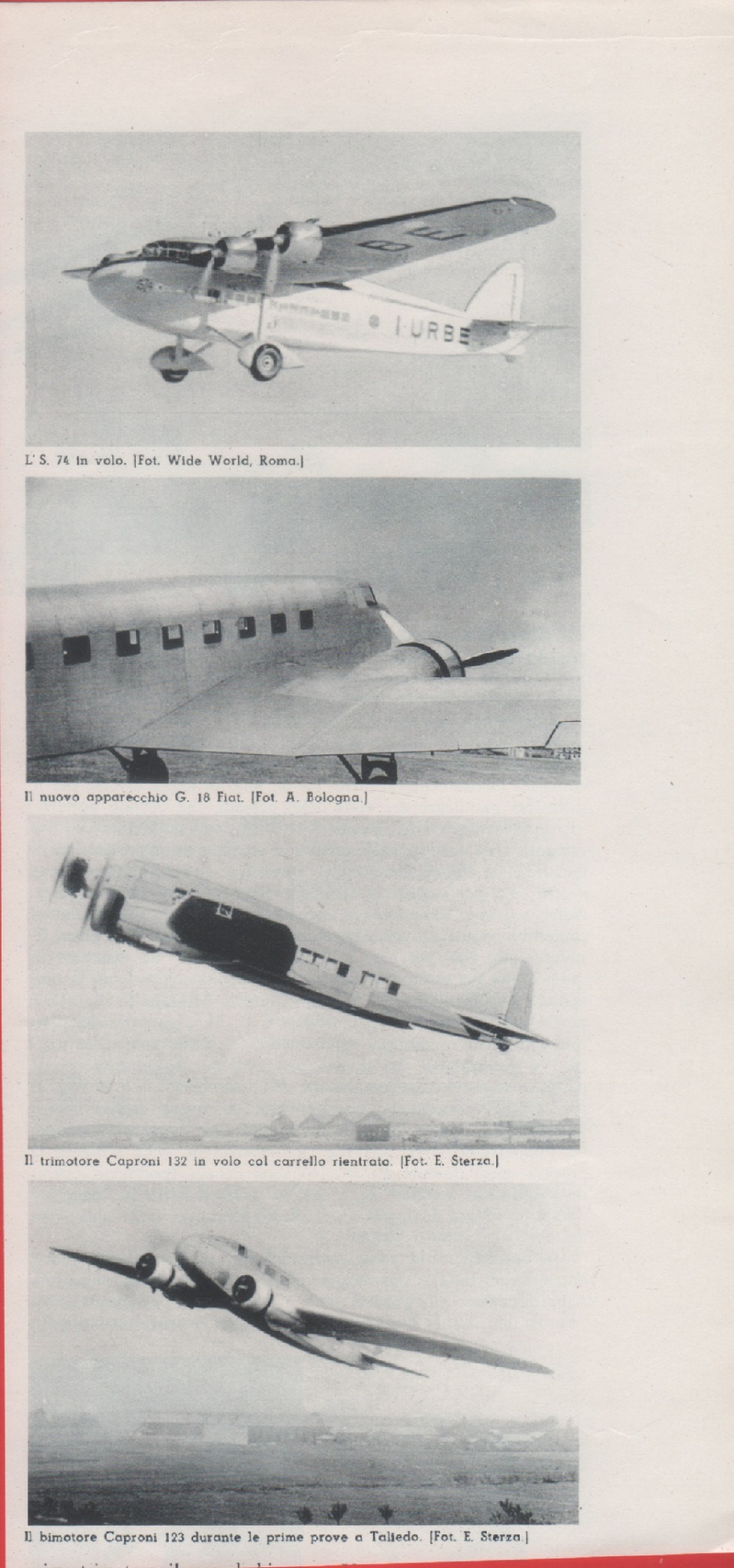 Aerei italiani. Immagine ritagliata 1935