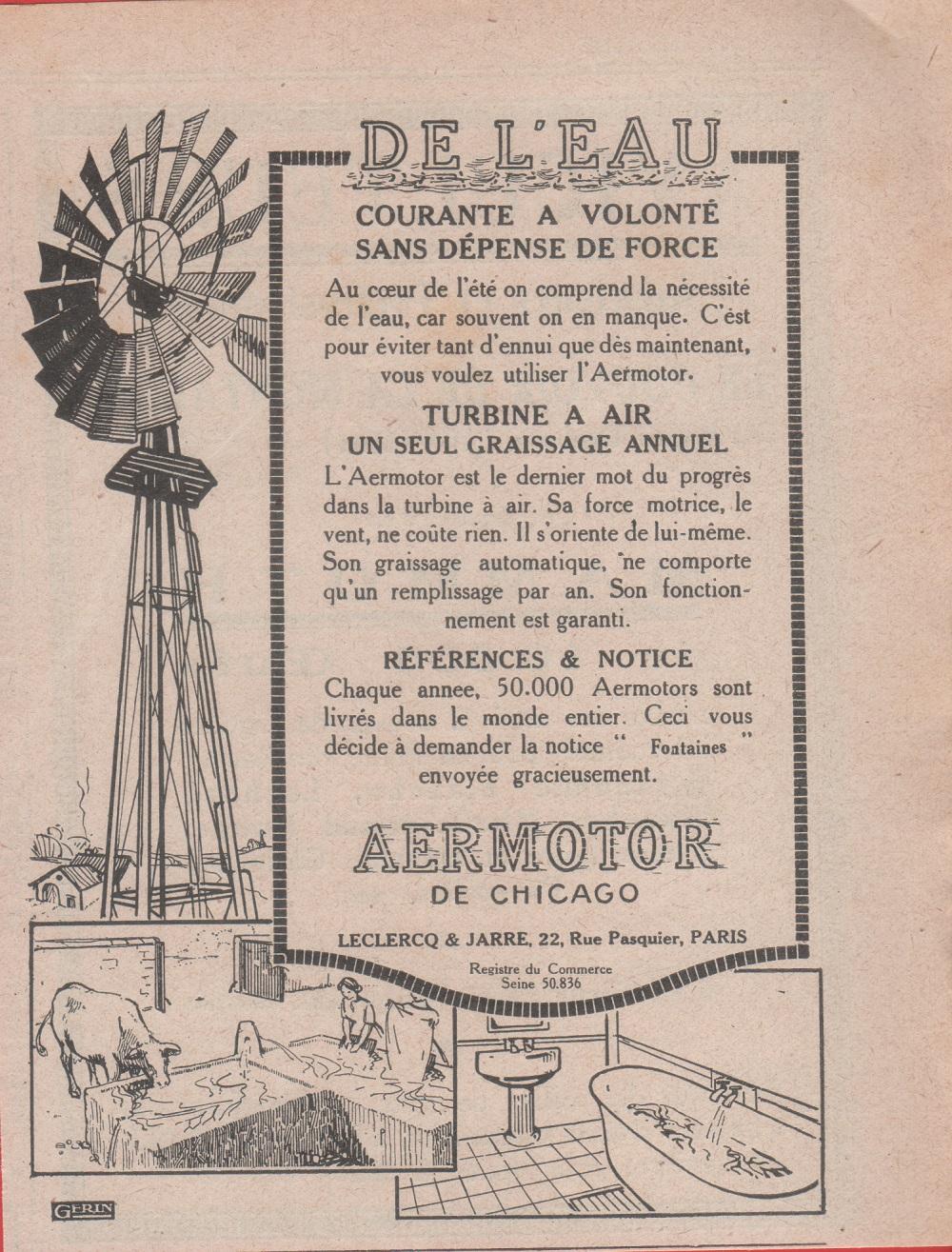Aermotor. Advertising 1924