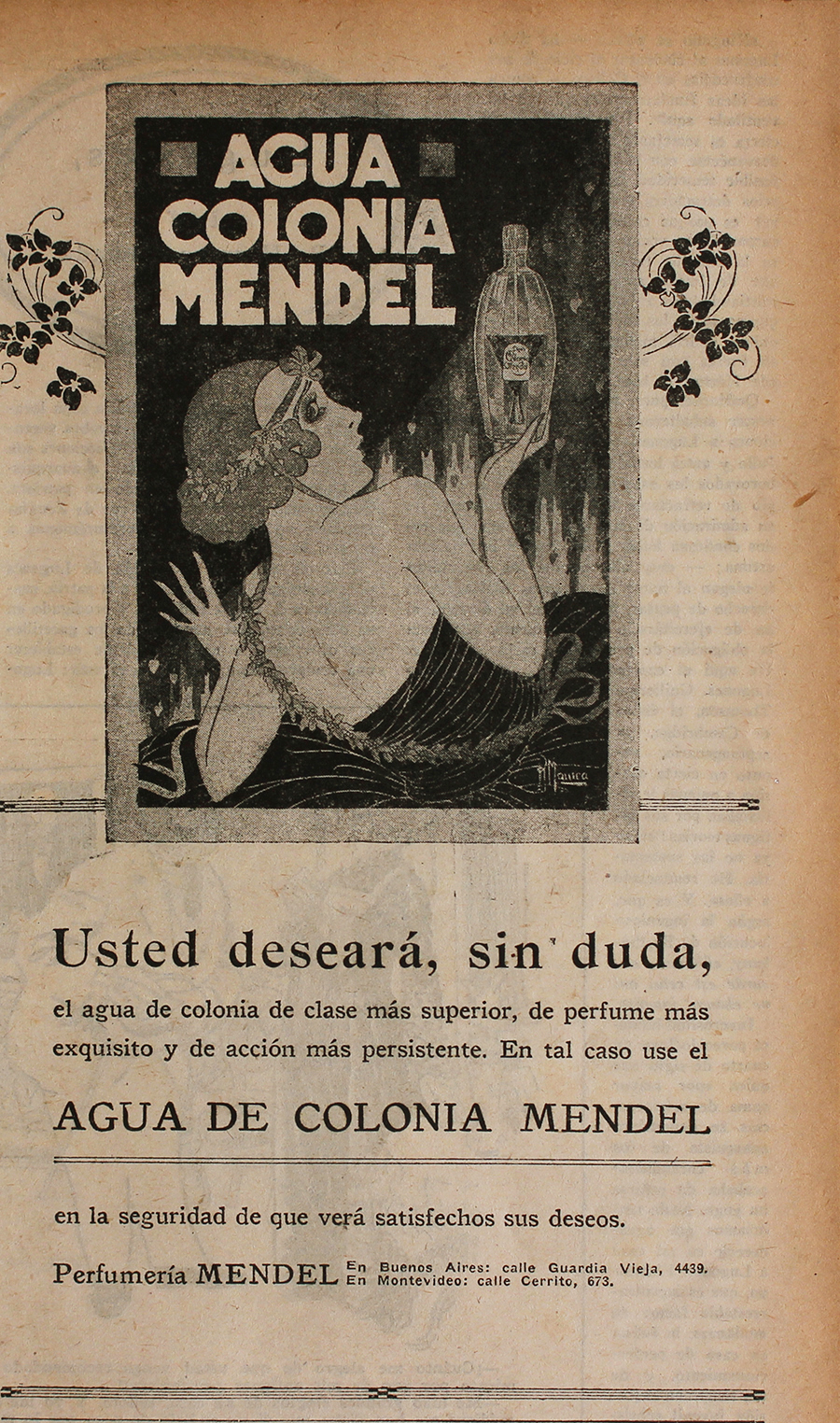 Agua Colonia Mendel - Advertising 1922