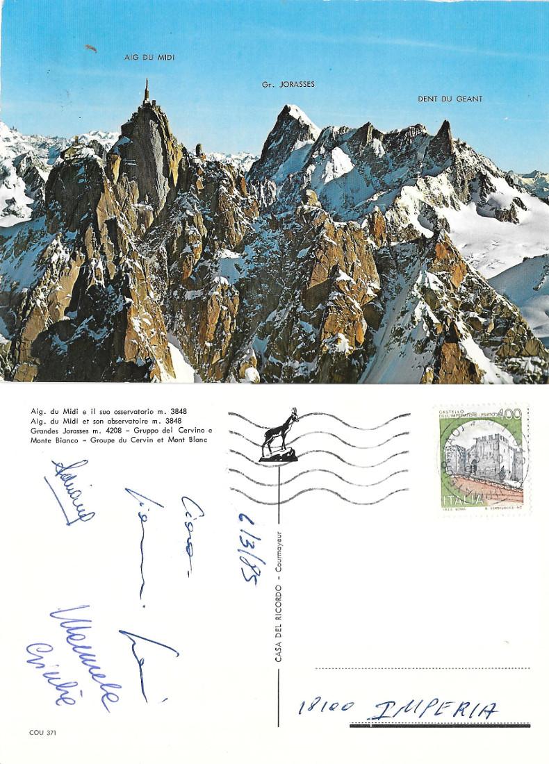 Aig. du Midi e il suo osservatorio, Grandes Jorasses. Viaggiata …