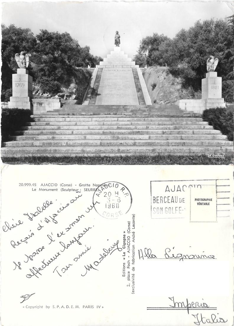 Ajaccio. Monumento a Napoleone. Viaggiata 1960