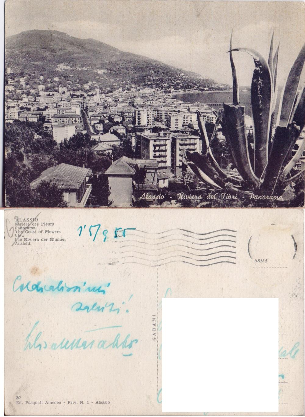 Alassio. Riviera dei Fiori. Panorama. Viaggiata 1955