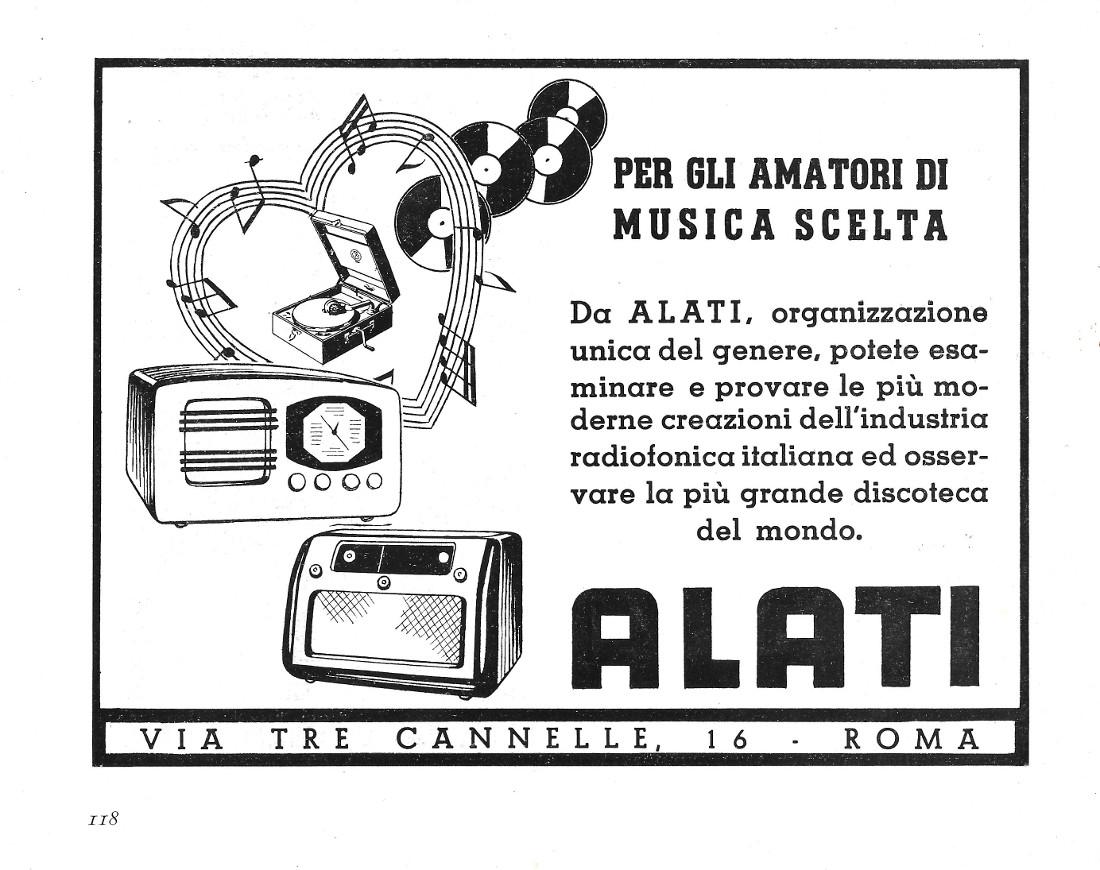 Alati. Per gli amanti di musica scelta. Pubblicità 1941