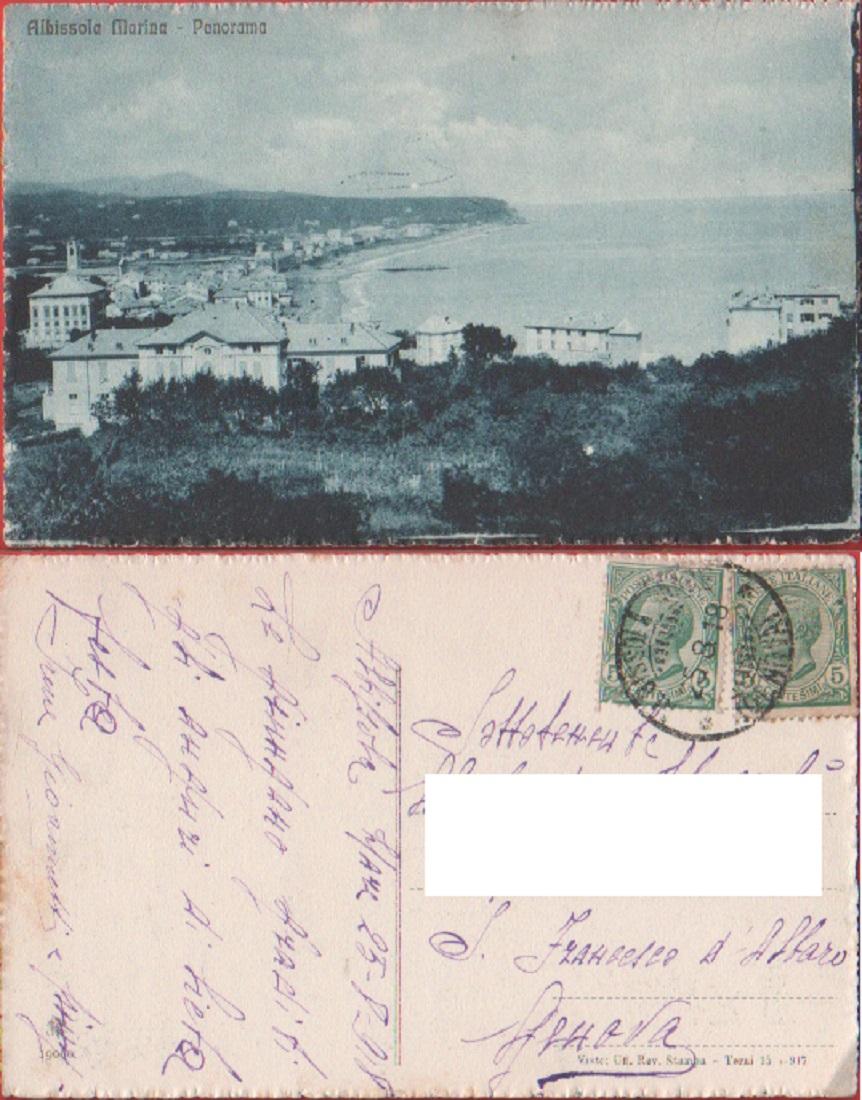 Albissola Marina (SV). Panorama. Viaggiata 1918