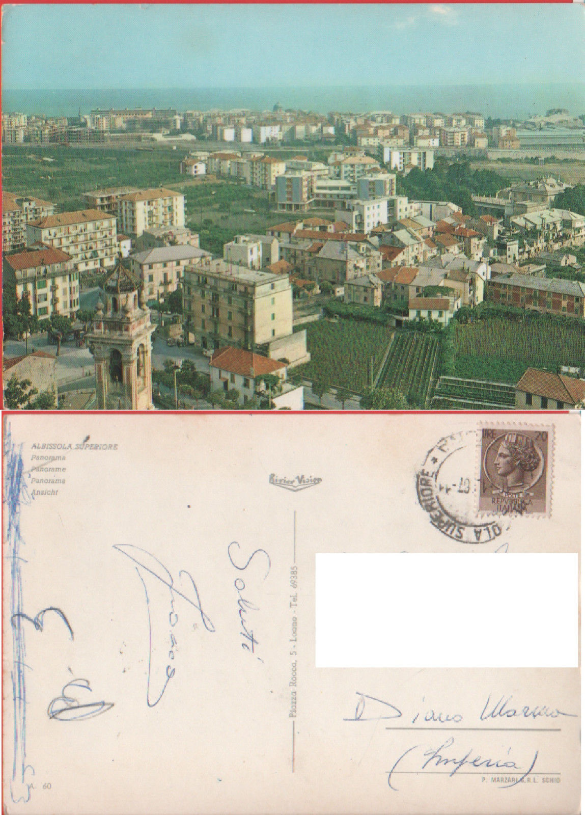 Albissola Superiore (SV). Panorama. Viaggiata 1967