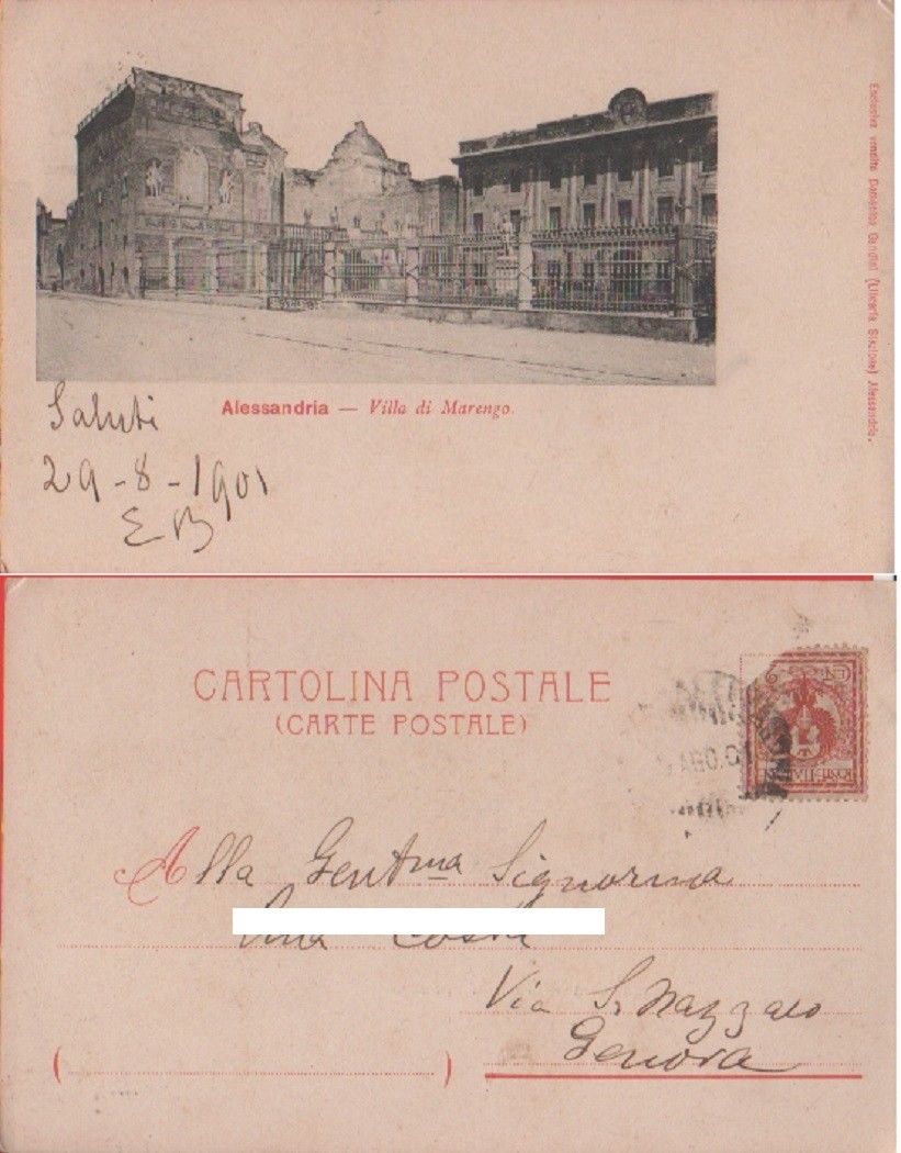 Alessandria. Villa di Marengo. Viaggiata 1901
