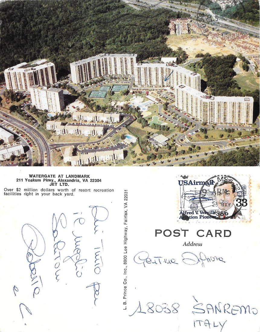 Alexandria (VA). Watergate at Landmark. Viaggiata 1986