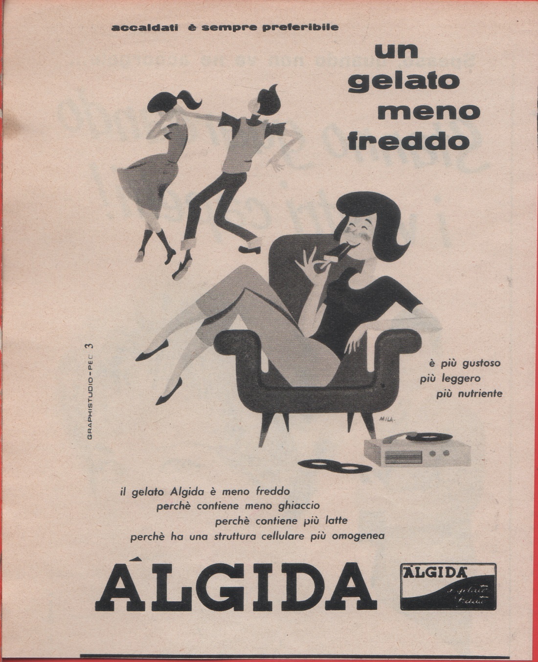 Algida un gelato meno freddo. Advertising 1959