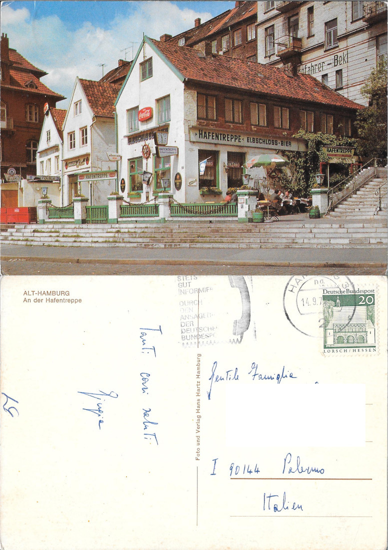 Alt-Hamburg. An der Hafentreppe. Viaggiata 1971
