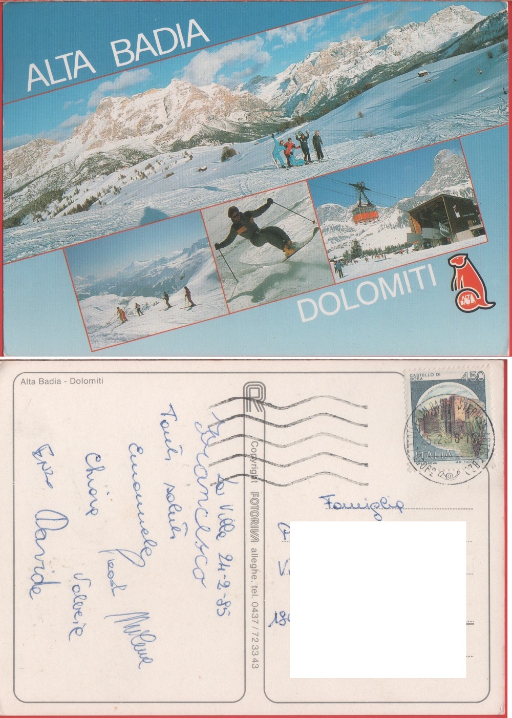 Alta Badia. Dolomiti. Viaggiata 1985