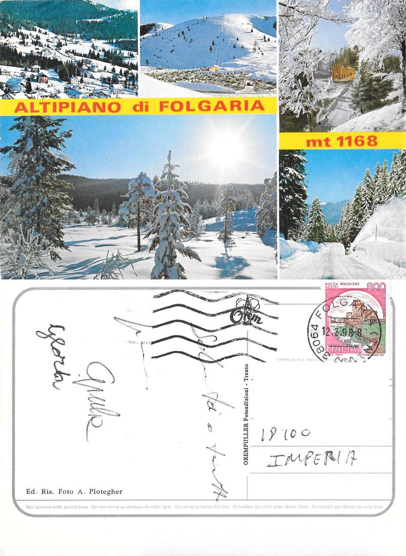 Altipiano di Folgaria. Viaggiata 1998