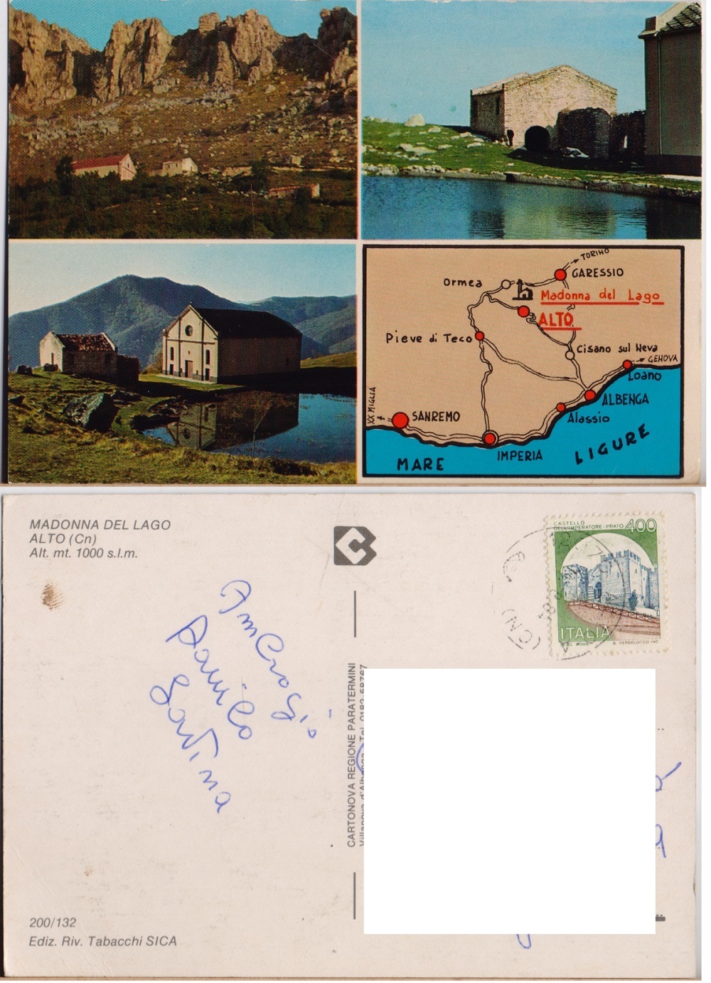 Alto (CN). Madonna del Lago. Viaggiata