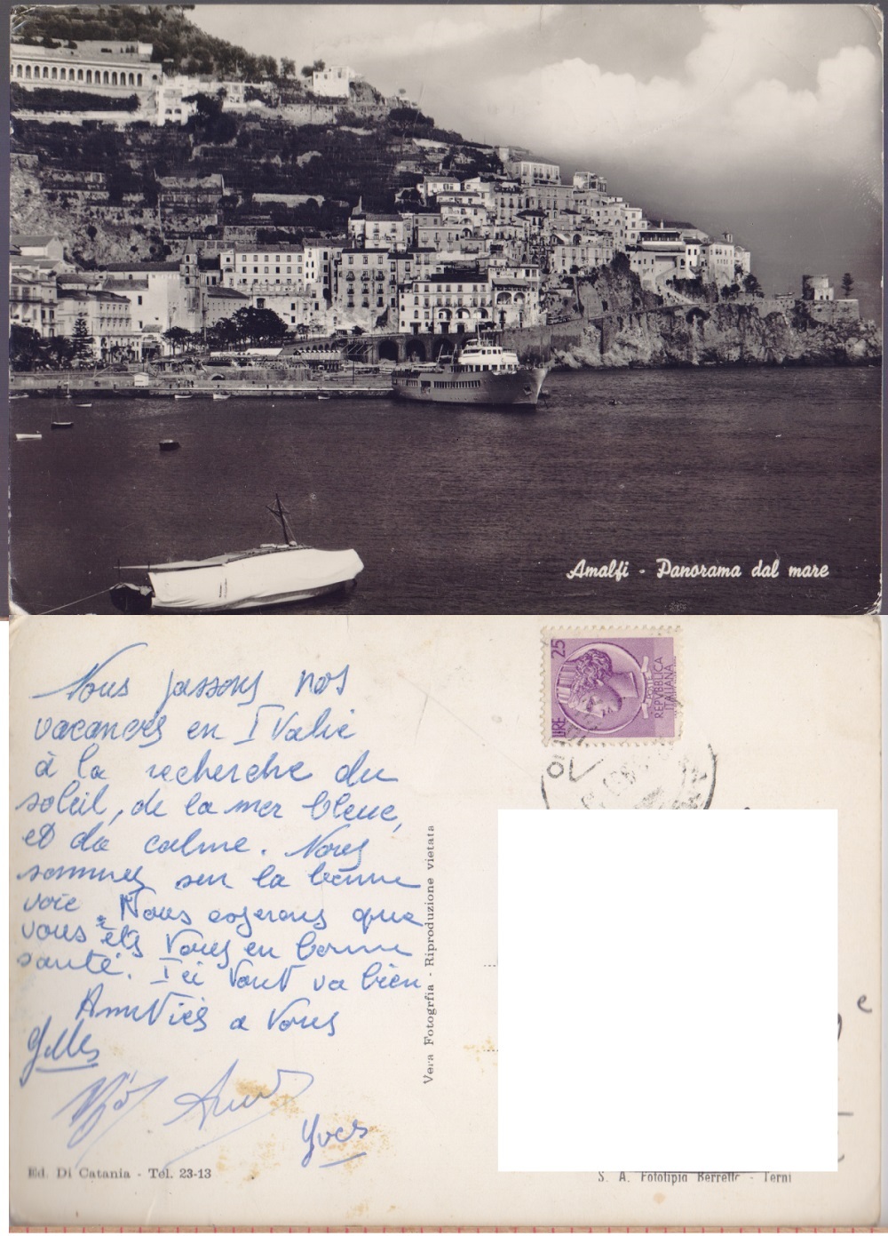 Amalfi. Panorama dal mare. Viaggiata