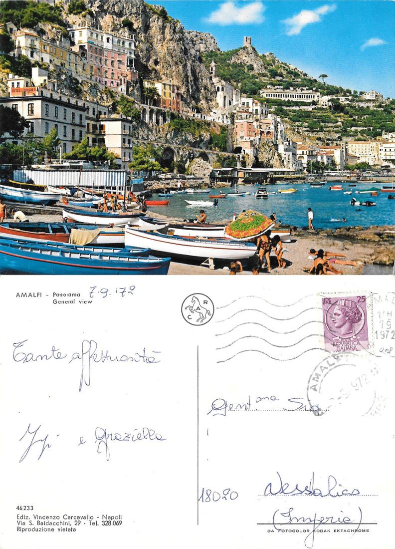 Amalfi. Panorama. Viaggiata 1972