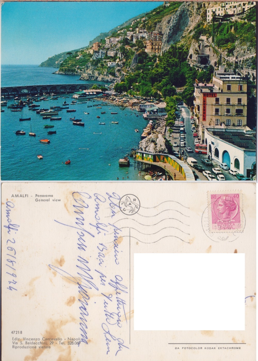 Amalfi. Panorama. Viaggiata 1974