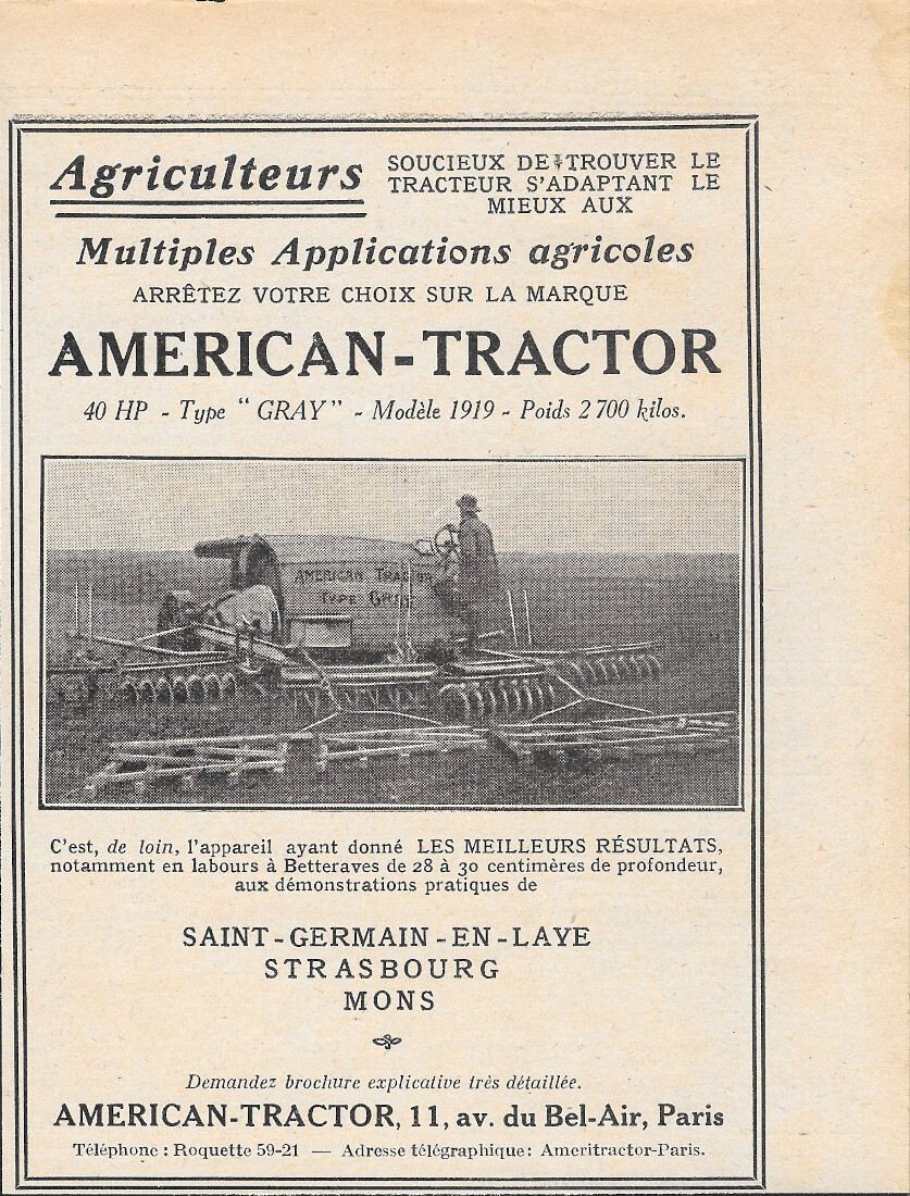 American Tracteur - Advertising 1919