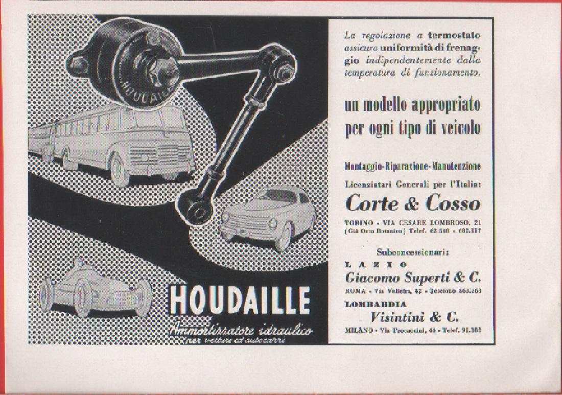 Ammortizzatore idraulico Houdaille. Pubblicita 1959