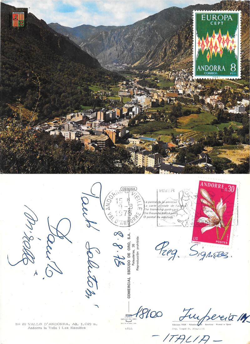 Andorra la Vella i Les Escaldes. Viaggiata 1973