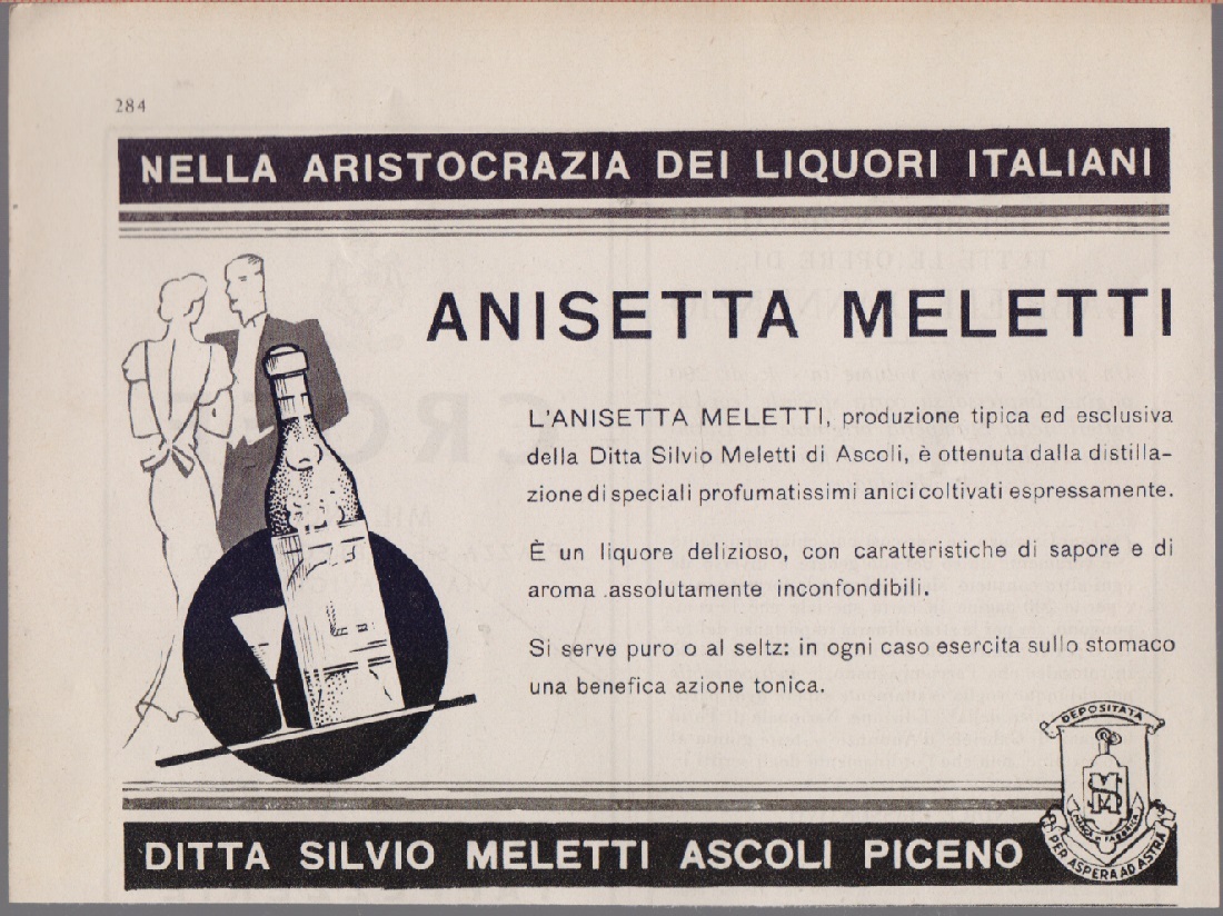 Anisetta Meletti. Advertising 1938