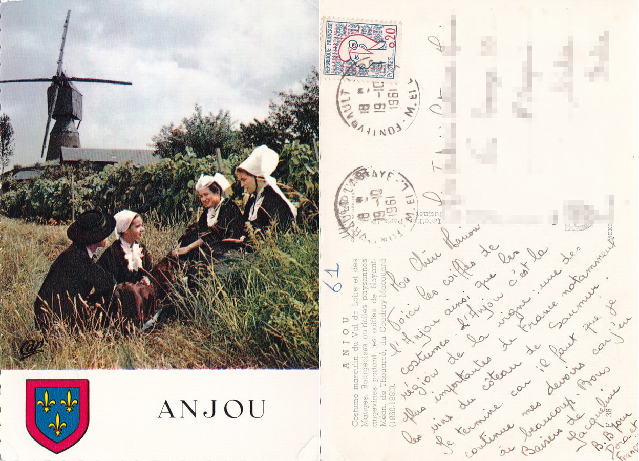 Anjou. Costume du Val de Loire et des Mauges. Viaggiata …