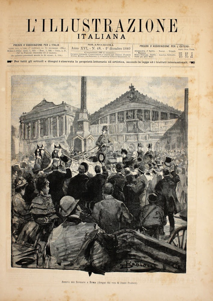 Arrivo dei sovrani a Roma. Stampa 1889