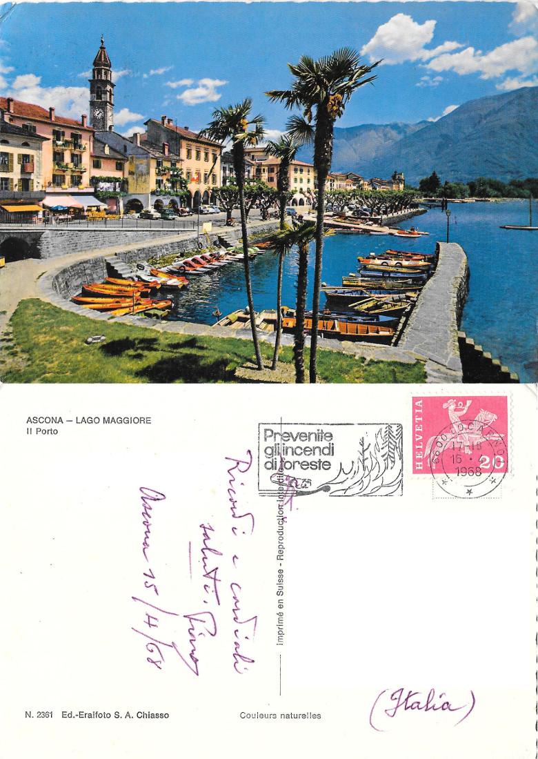 Ascona. Lago Maggiore. Il porto. Viaggiata 1968