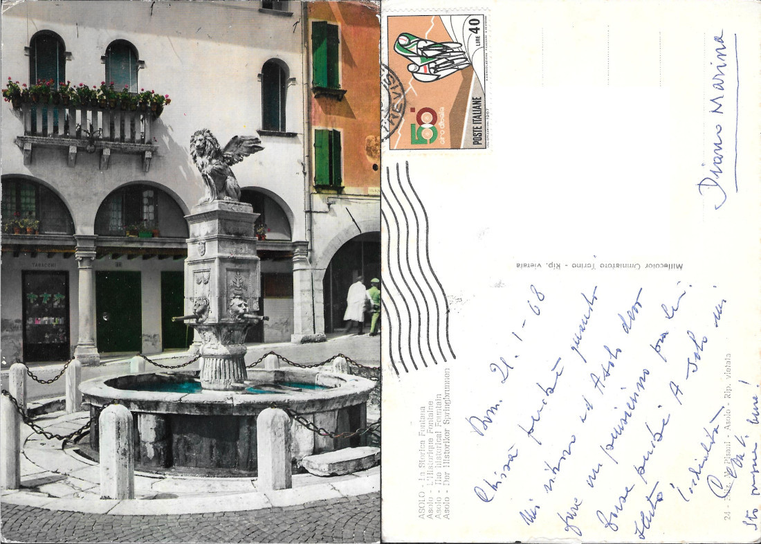 Asolo. La Storica Fontana. Viaggiata 1968