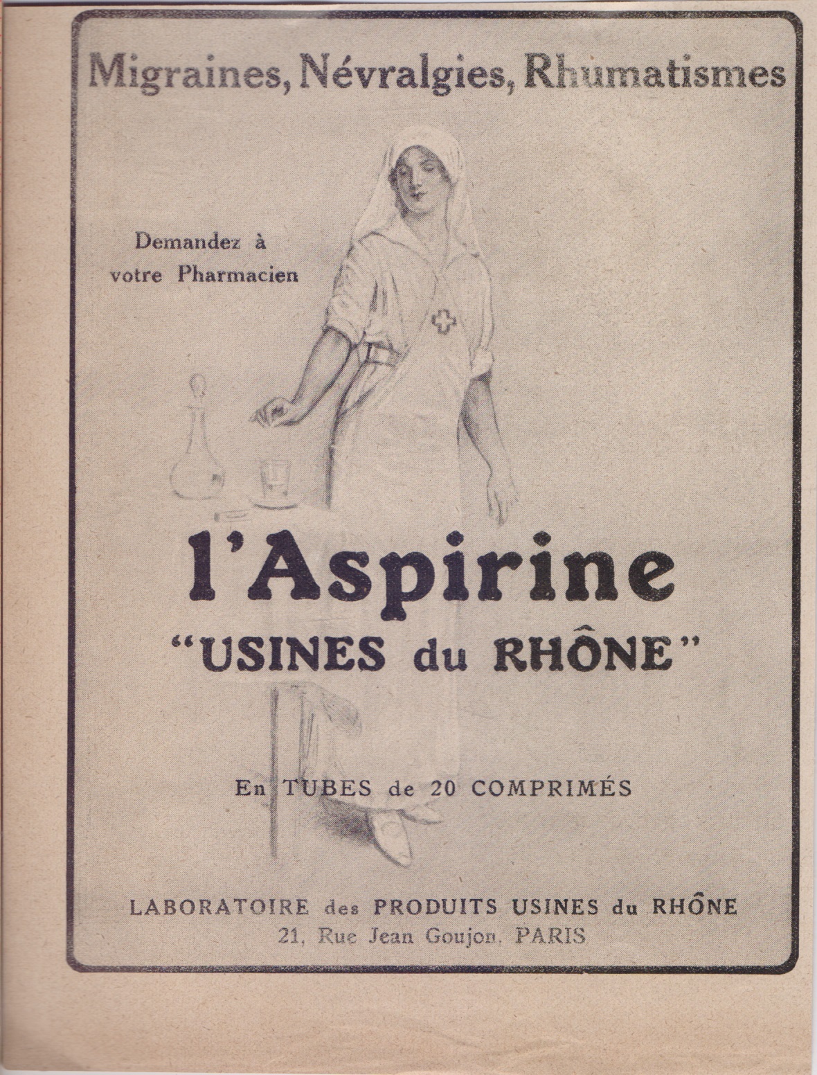 Aspirine. Usine du Rhone. Advertising 1923